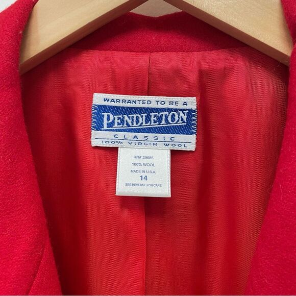 Vintage Pendleton Cherry Red Wool Blazer Womens Size 14 Oversized Preppy Classic - Picture 12 of 16